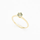 Certified Green Sapphire Ring - Real Solid 14k Gold Ring - Solitaire Sapphire Gold Ring