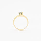 Certified Green Sapphire Ring - Real Solid 14k Gold Ring - Solitaire Sapphire Gold Ring