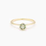 Certified Green Sapphire Ring - Real Solid 14k Gold Ring - Solitaire Sapphire Gold Ring