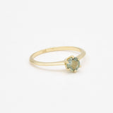 Certified Green Sapphire Ring - Real Solid 14k Gold Ring - Solitaire Sapphire Gold Ring