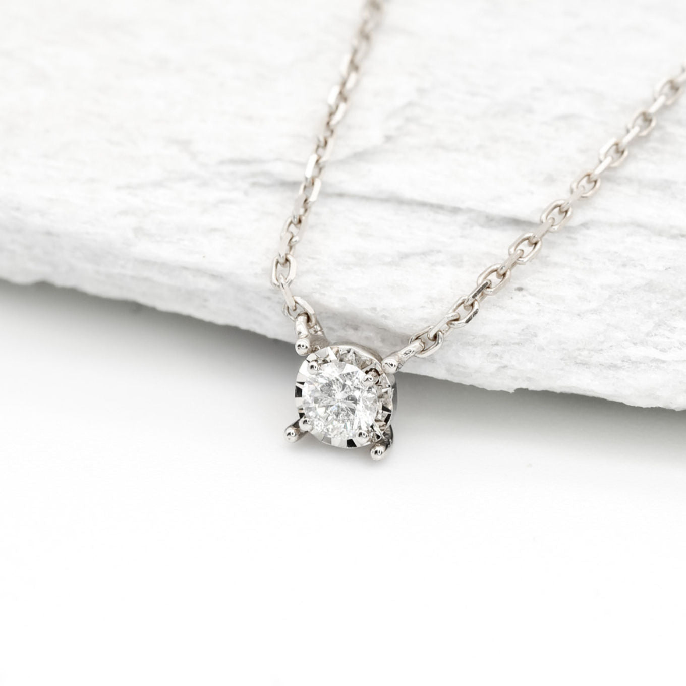 Certified Natural Diamond Necklace - Dainty Diamond Pendant - 18k Solid Gold Necklace