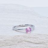 Certified Pink Sapphire White Gold Ring - Solitaire Genuine Pink Sapphire Ring - 18k Real White Gold Ring