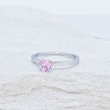 Certified Pink Sapphire White Gold Ring - Solitaire Genuine Pink Sapphire Ring - 18k Real White Gold Ring