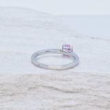 Certified Pink Sapphire White Gold Ring - Solitaire Genuine Pink Sapphire Ring - 18k Real White Gold Ring