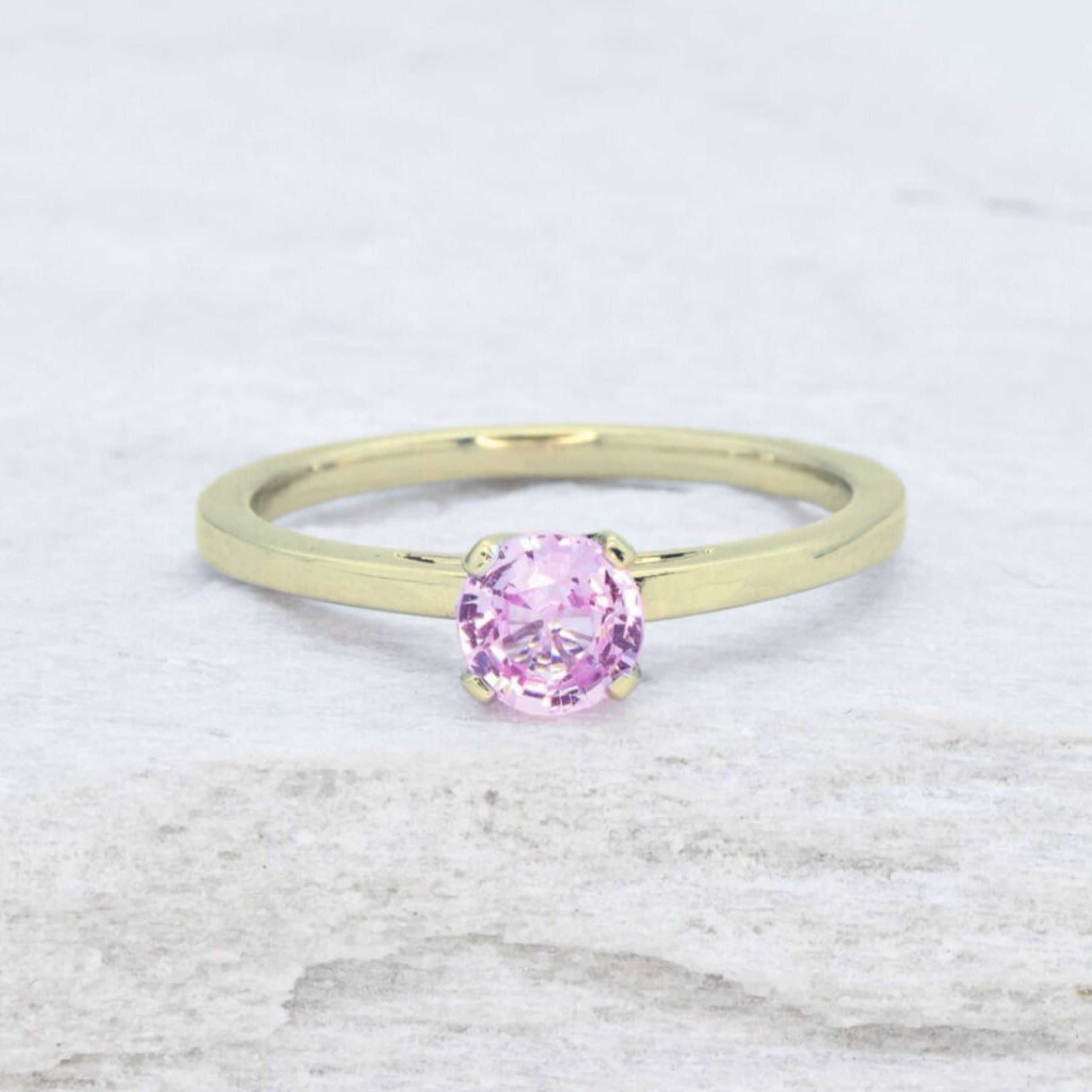 Certified Pink Sapphire White Gold Ring - Solitaire Genuine Pink Sapphire Ring - 18k Real White Gold Ring (41097005006914)