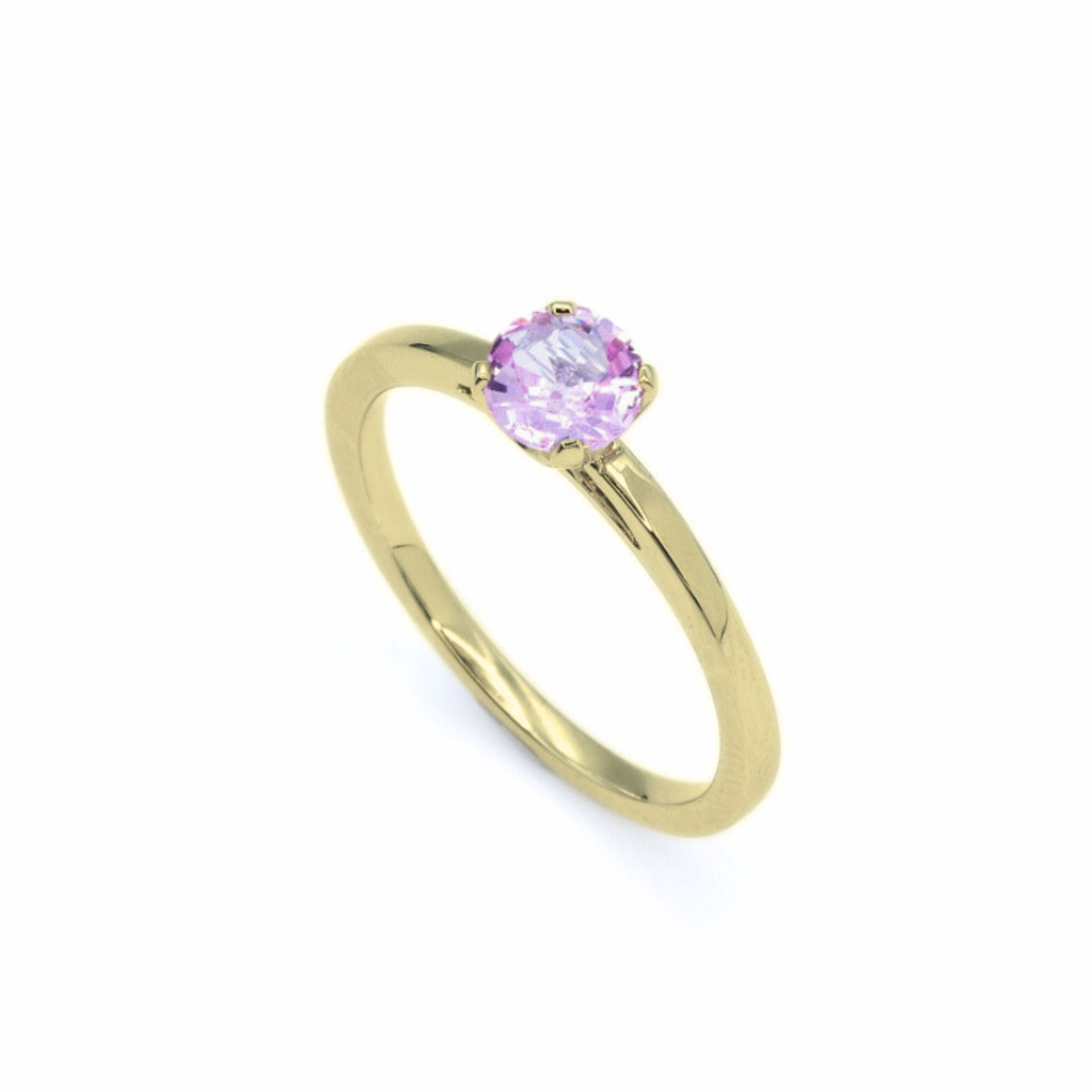 Certified Pink Sapphire White Gold Ring - Solitaire Genuine Pink Sapphire Ring - 18k Real White Gold Ring (41097005006914)