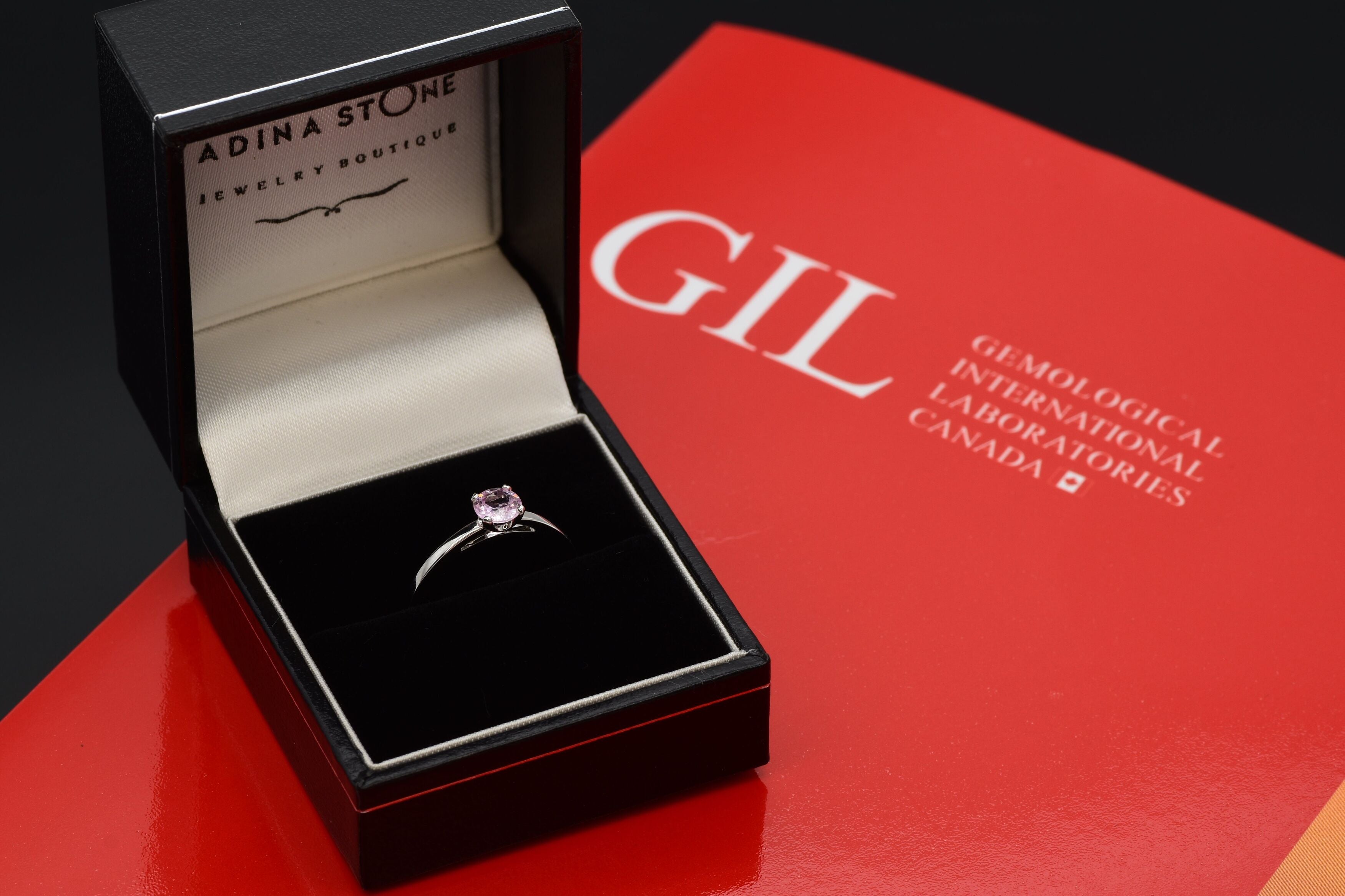 Certified Pink Sapphire White Gold Ring - Solitaire Genuine Pink Sapphire Ring - 18k Real White Gold Ring (41097005006914)