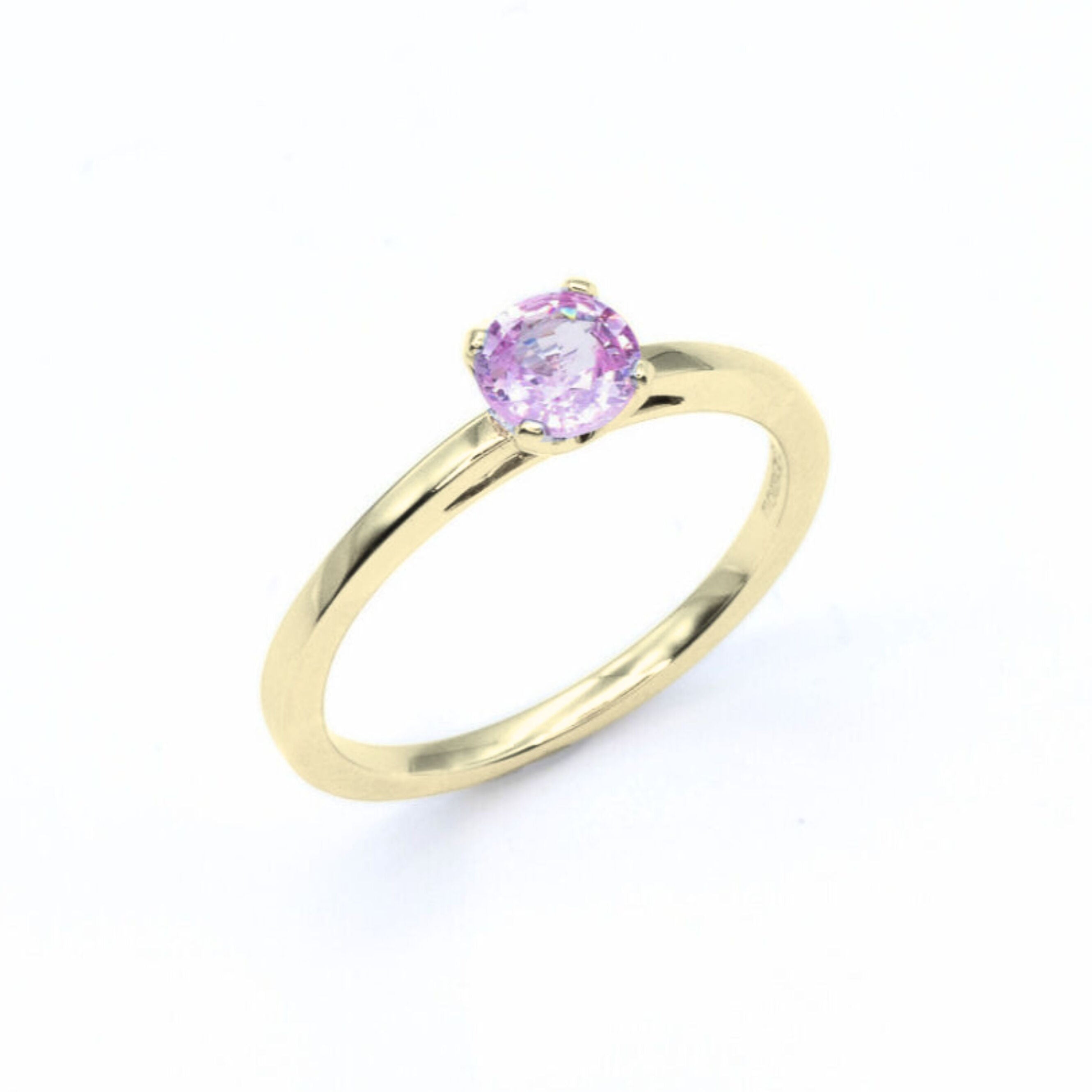 Certified Pink Sapphire White Gold Ring - Solitaire Genuine Pink Sapphire Ring - 18k Real White Gold Ring (41097005006914)