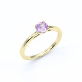 Certified Sapphire Rose Gold Ring - 14k Gold Sapphire Ring - Round Pink Sapphire Ring
