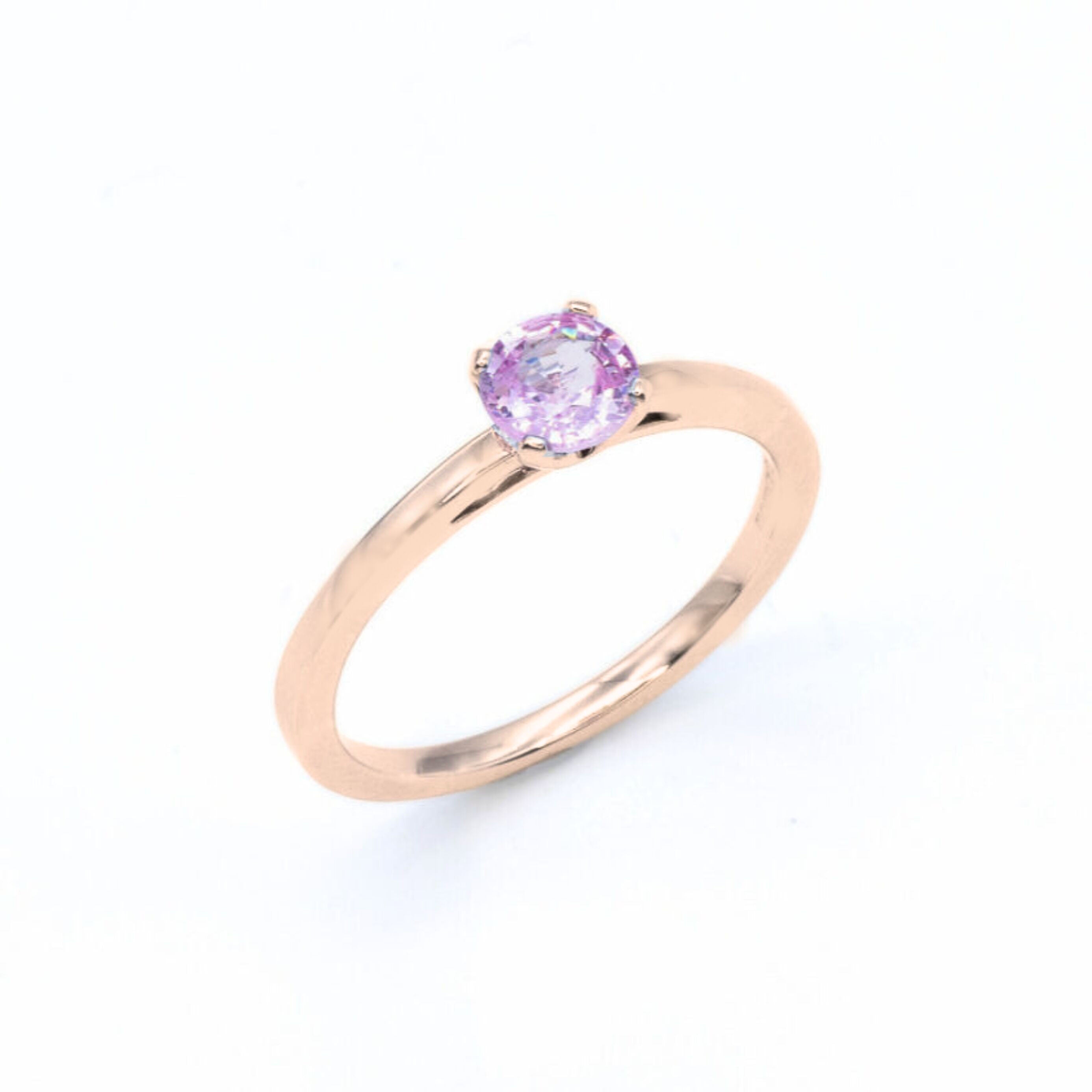 Certified Pink Sapphire White Gold Ring - Solitaire Genuine Pink Sapphire Ring - 18k Real White Gold Ring (41097005072450)