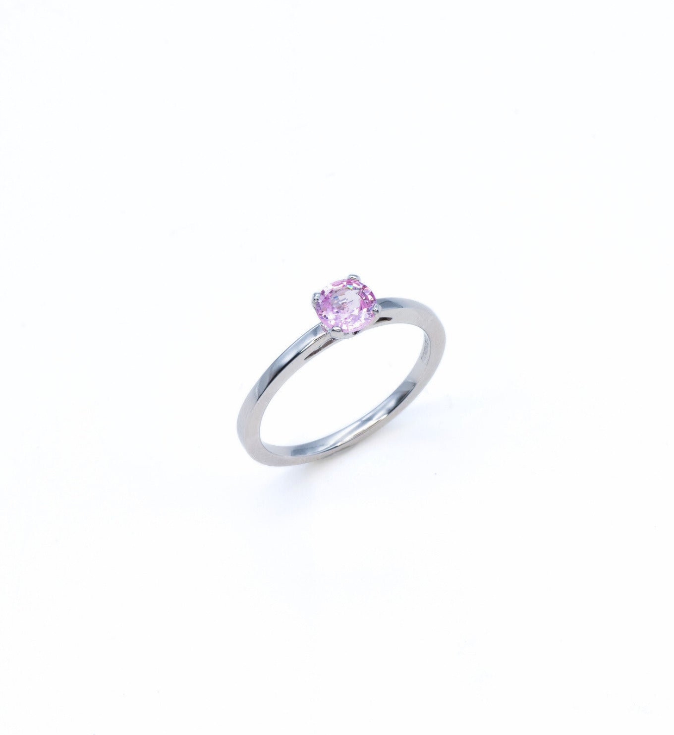 Certified Pink Sapphire White Gold Ring - Solitaire Genuine Pink Sapphire Ring - 18k Real White Gold Ring (41097005170754)