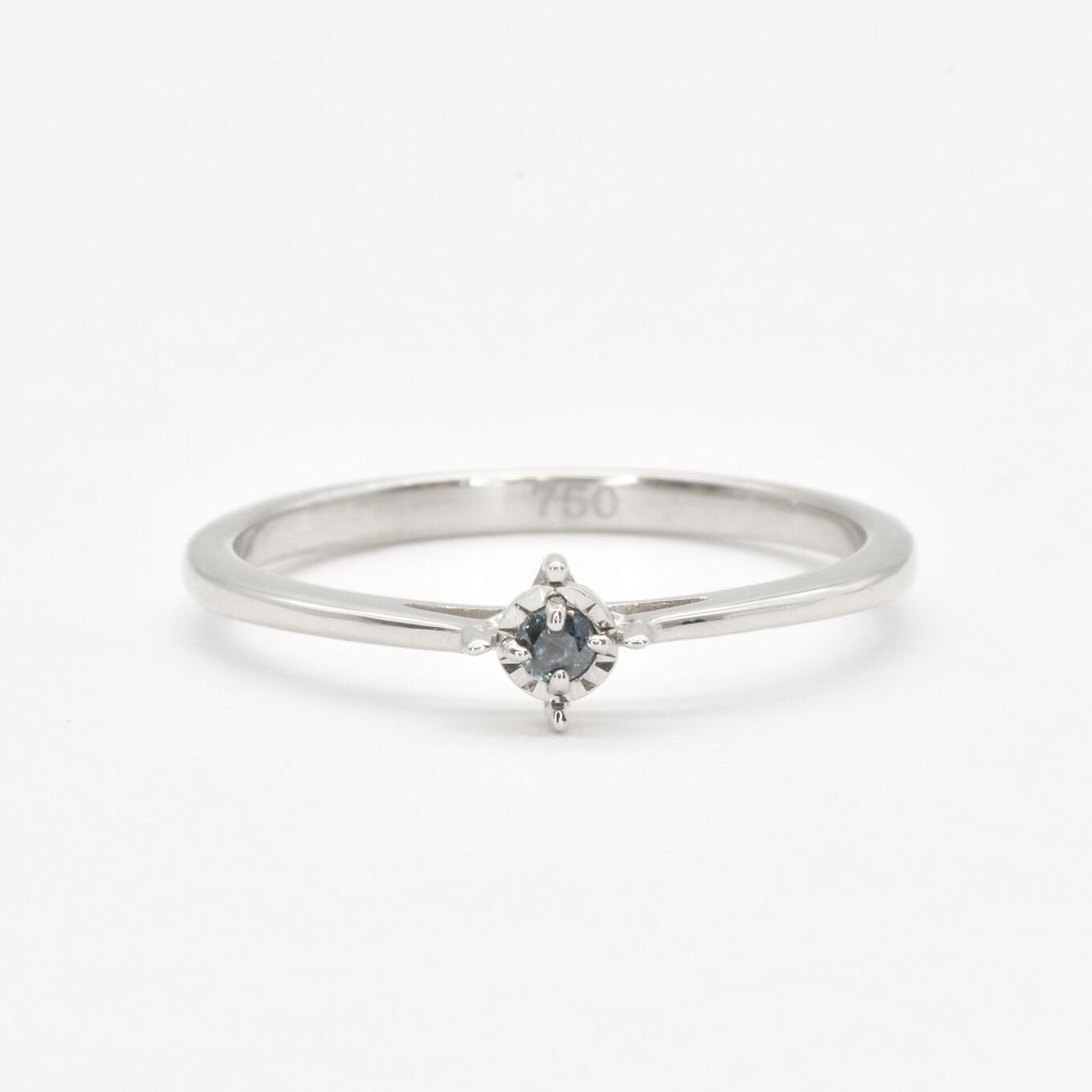 Certified REAL Blue Diamond Ring - Brilliant Diamond Solitaire Ring - Solid 18k Real Gold Ring