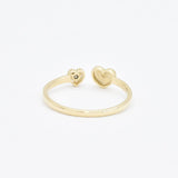 Certified Real Diamond Heart Open Ring - Real 14k Yellow Gold Diamond Ring - Dainty Heart Gold Ring