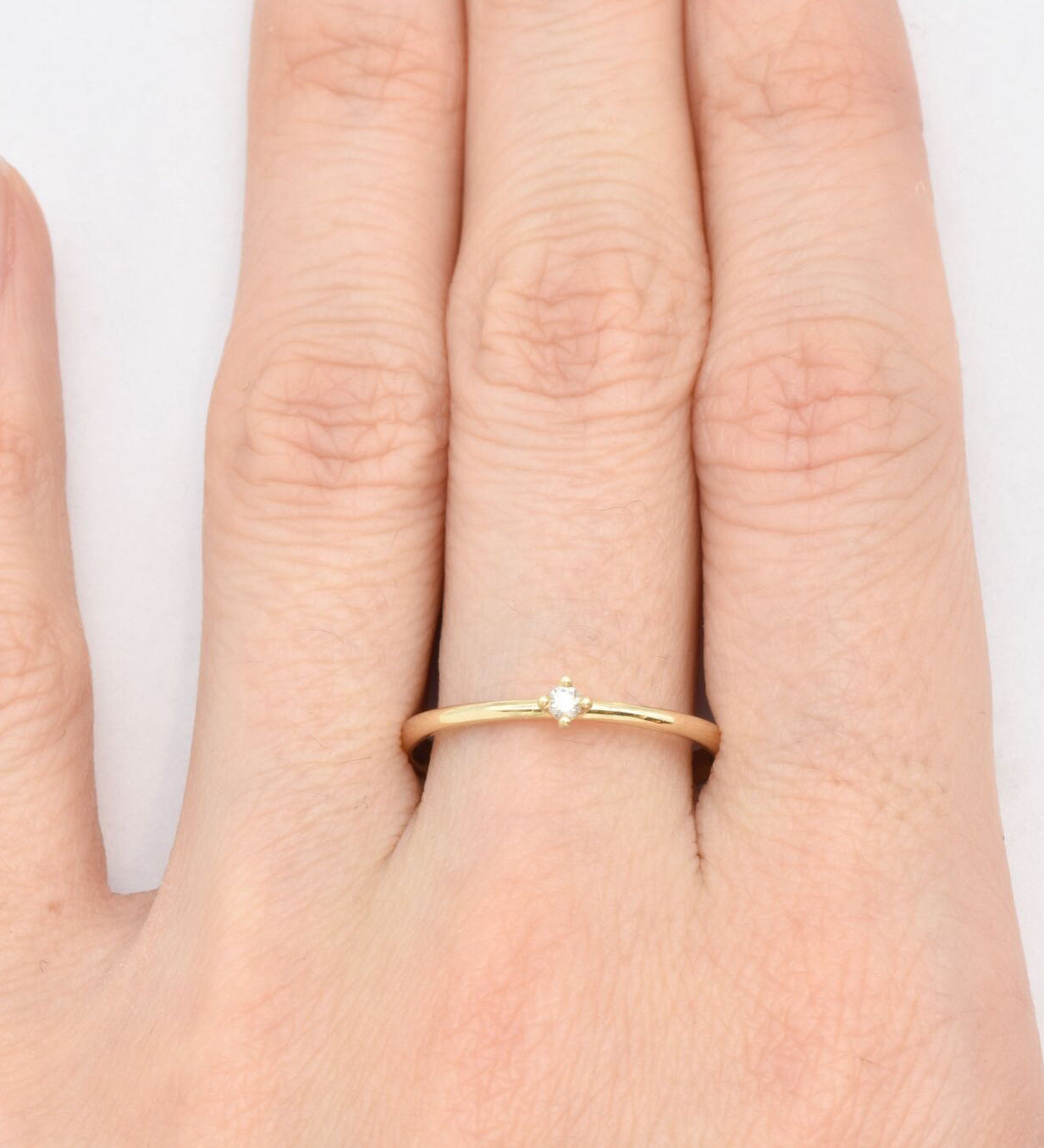 Certified Real Diamond Ring - Solid 14k Gold Ring  - Genuine Diamond Engagement Ring