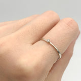 Certified Real Diamond Ring - Solid 14K White Gold Diamond Ring - Dainty Brilliant Engagement Ring