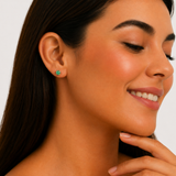 Certified Real Emerald Earrings - Solid 14k White Gold Emerald Studs - Green Emerald White Gold Earrings