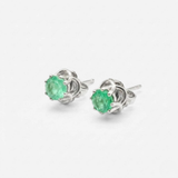 Real Gold Emerald Studs - 14k Gold Emerald Earrings - Certified Green EmeraldGold Studs