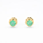 Certified Real Emerald Earrings - Solid 14k White Gold Emerald Studs - Green Emerald White Gold Earrings (41096988459074)