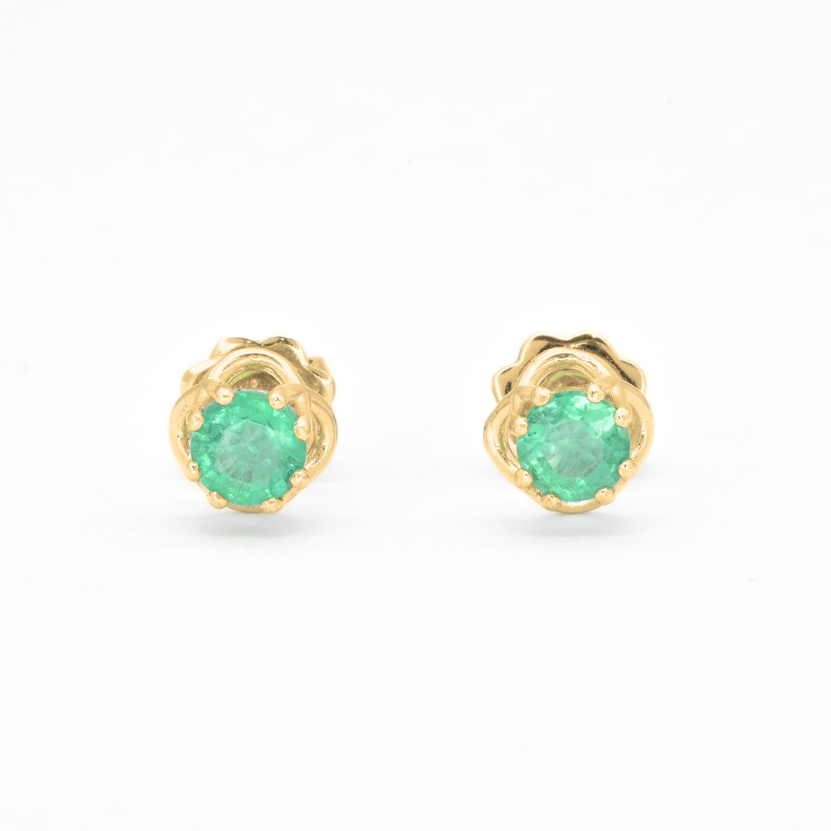 Certified Real Emerald Earrings - Solid 14k White Gold Emerald Studs - Green Emerald White Gold Earrings (41096988459074)
