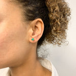 Certified Real Emerald Earrings - Solid 14k White Gold Emerald Studs - Green Emerald White Gold Earrings (41096988459074)