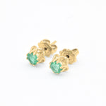 Certified Real Emerald Earrings - Solid 14k White Gold Emerald Studs - Green Emerald White Gold Earrings (41096988459074)