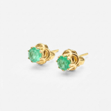 Certified Real Emerald Earrings - Solid 14k White Gold Emerald Studs - Green Emerald White Gold Earrings