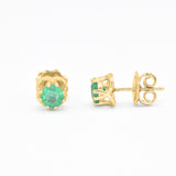 Certified Real Emerald Earrings - Solid 14k White Gold Emerald Studs - Green Emerald White Gold Earrings