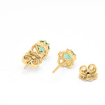 Certified Real Emerald Earrings - Solid 14k White Gold Emerald Studs - Green Emerald White Gold Earrings (41096988459074)