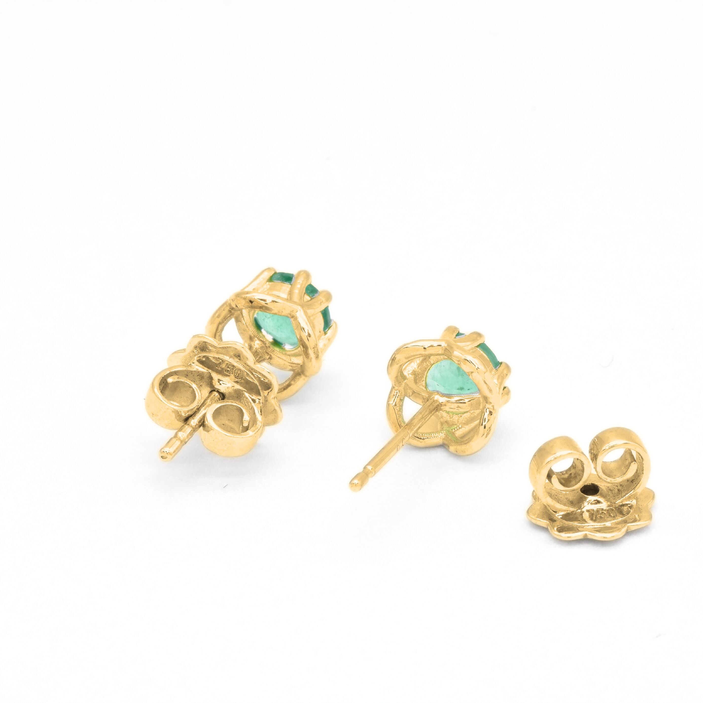 Certified Real Emerald Earrings - Solid 14k White Gold Emerald Studs - Green Emerald White Gold Earrings (41096988459074)