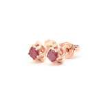 Certified Real Ruby Studs - Real 14k Rose Gold Ruby Earrings - Dainty Flower Gold Earrings (41097000583234)