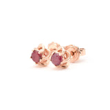 Certified Real Ruby Studs - Real 14k Rose Gold Ruby Earrings - Dainty Flower Gold Earrings (41097000583234)