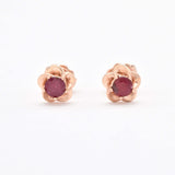 Certified Real Ruby Studs - Real 14k Rose Gold Ruby Earrings - Dainty Flower Gold Earrings (41097000583234)