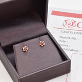 Certified Real Ruby Studs - Real 14k Rose Gold Ruby Earrings - Dainty Flower Gold Earrings (41097000583234)