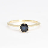 Sapphire Engagement Ring - Real 14k White Gold Sapphire Ring - Round Sapphire Gold Ring