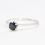 Sapphire Engagement Ring - Real 14k White Gold Sapphire Ring - Round Sapphire Gold Ring
