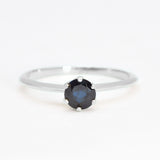 Sapphire Engagement Ring - Real 14k White Gold Sapphire Ring - Round Sapphire Gold Ring
