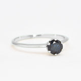Sapphire Engagement Ring - Real 14k White Gold Sapphire Ring - Round Sapphire Gold Ring