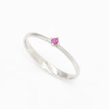 Certified Ruby Gold Ring - Real 14k White Gold Ring - Genuine Ruby Solitaire Ring