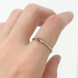 Certified Ruby Gold Ring - Real 14k White Gold Ring - Genuine Ruby Solitaire Ring