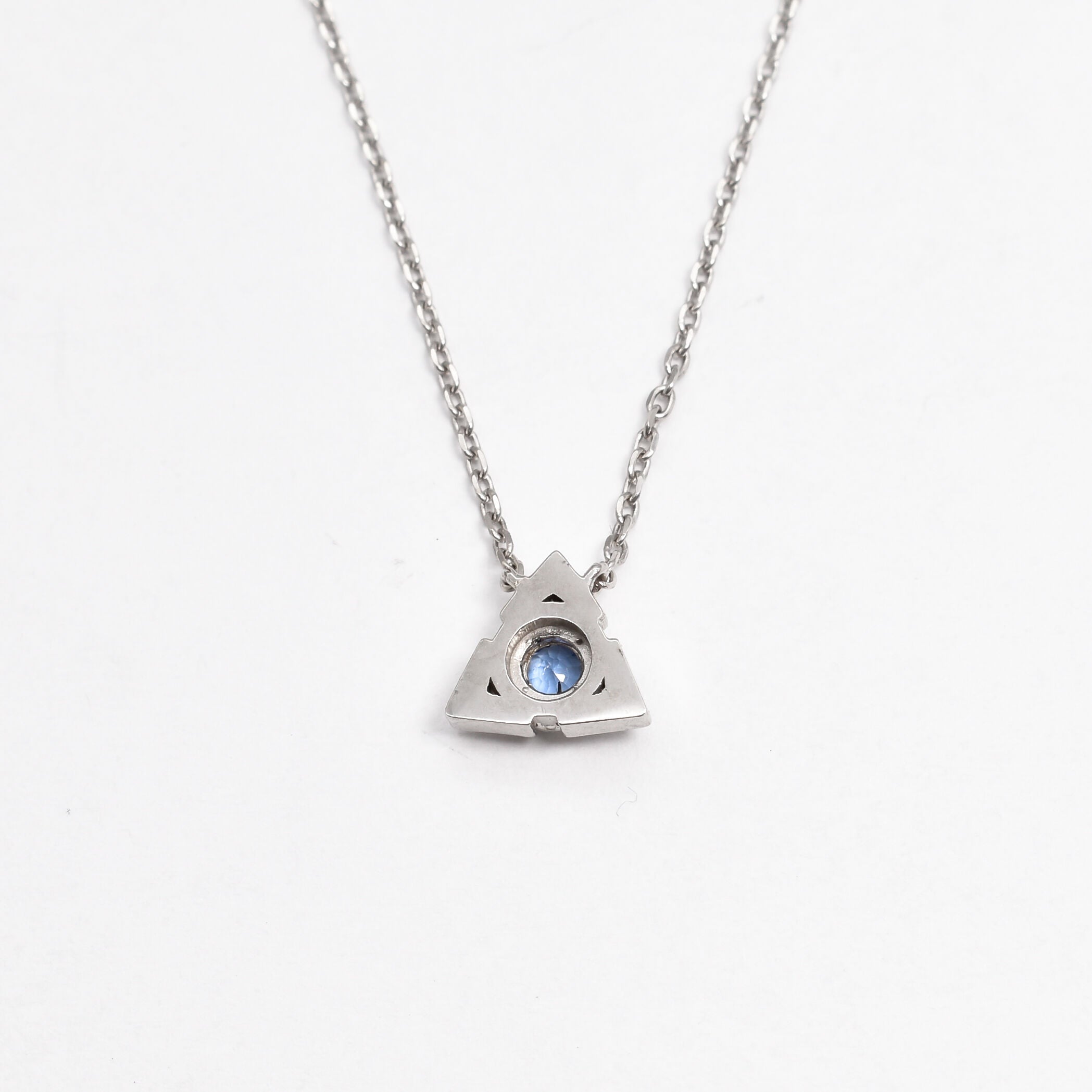 Certified Sapphire Pendant - Solid 14k Gold Triangle Necklace - Minimalist Gold Pendant (41096989311042)