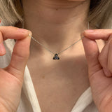 Genuine Sapphire Necklace - Solid Gold Triangle Necklace - Minimalist Gold Necklace