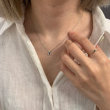 Genuine Sapphire Necklace - Solid Gold Triangle Necklace - Minimalist Gold Necklace