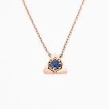 Certified Sapphire Pendant - Solid 14k Gold Triangle Necklace - Minimalist Gold Pendant