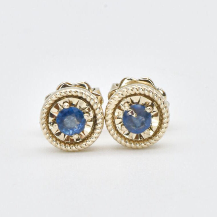 Certified Sapphire Studs - Genuine Sapphire Earrings - Solid 14k White Gold Earrings
