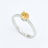 Classic Solitaire Sapphire Ring - Certified Real Yellow Sapphire Ring - 14k Gold Engagement Ring