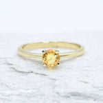 Certified Yellow Sapphire Ring - 18k Solid White Gold Ring - Genuine Sapphire Engagement Ring (41097004777538)