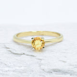 Certified Yellow Sapphire Ring - 18k Solid White Gold Ring - Genuine Sapphire Engagement Ring (41097004777538)