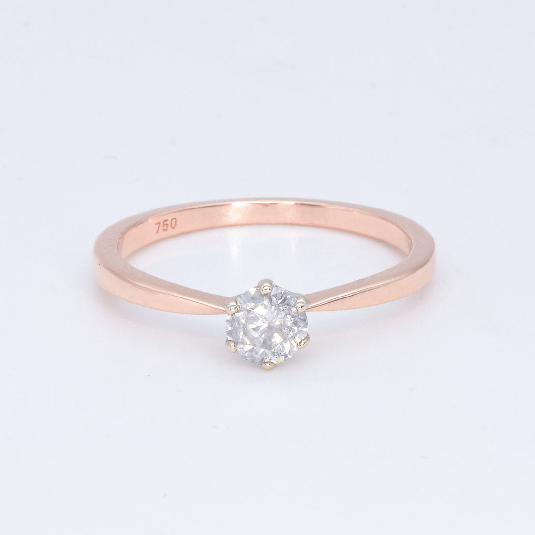 Classy Rose Gold Diamond Engagement Ring, Two Tone Ring, Round Proposal Ring (41097006645314)