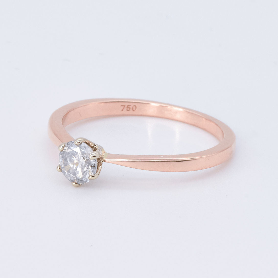 Classy Rose Gold Diamond Engagement Ring, Two Tone Ring, Round Proposal Ring (41097006645314)