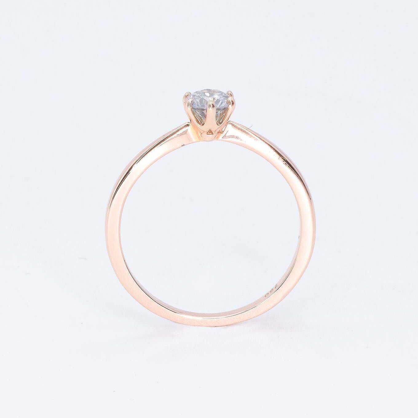 Classy Rose Gold Diamond Engagement Ring, Two Tone Ring, Round Proposal Ring (41097006645314)